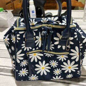 Dabney Lee Blue and White thermal lunch tote with Floral Pattern